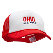 Ohio Year Established Embroidered Foam Panel Mesh Snapback - White-Red OSFM