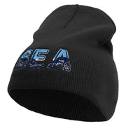 Aqua Sea Embroidered 8 inch Acrylic Short beanie - Black OSFM