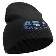 Aqua Sea Embroidered 8 inch Acrylic Short beanie - Black OSFM