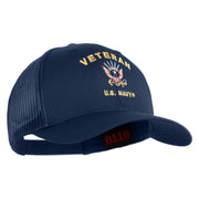 Veteran US Navy Embroidered Solid Cotton Twill Mesh Prostyle Cap - Navy OSFM