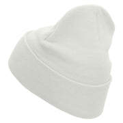 Twirling Gymnast Embroidered 12 Inch Long Knitted Beanie - White OSFM