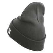 US Marine Corps Embroidered 12 Inch Solid Knit Cuff Long Beanie Made in USA - Charcoal OSFM