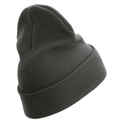 US Marine Corps Embroidered 12 Inch Solid Knit Cuff Long Beanie Made in USA - Charcoal OSFM
