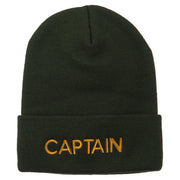 Captain Embroidered Cuff Long Beanie