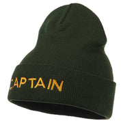 Captain Embroidered Cuff Long Beanie