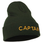 Captain Embroidered Cuff Long Beanie