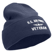 Air Force Veteran Embroidered 12 inch Acrylic Cuffed Long Beanie - Navy OSFM