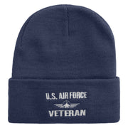 Air Force Veteran Embroidered 12 inch Acrylic Cuffed Long Beanie - Navy OSFM