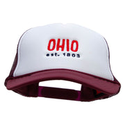 Ohio Year Established Embroidered Foam Panel Mesh Snapback - Maroon-White OSFM