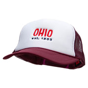 Ohio Year Established Embroidered Foam Panel Mesh Snapback - Maroon-White OSFM