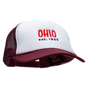 Ohio Year Established Embroidered Foam Panel Mesh Snapback - Maroon-White OSFM