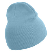 Aqua Sea Embroidered 8 inch Acrylic Short beanie - Lt-Blue OSFM