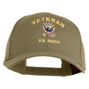 Veteran US Navy Embroidered Solid Cotton Twill Mesh Prostyle Cap - Khaki OSFM