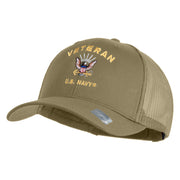 Veteran US Navy Embroidered Solid Cotton Twill Mesh Prostyle Cap - Khaki OSFM