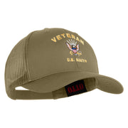 Veteran US Navy Embroidered Solid Cotton Twill Mesh Prostyle Cap - Khaki OSFM