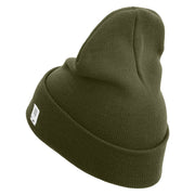 US Marine Corps Embroidered 12 Inch Solid Knit Cuff Long Beanie Made in USA - Olive OSFM