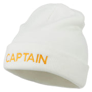 Captain Embroidered Cuff Long Beanie