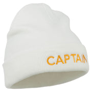 Captain Embroidered Cuff Long Beanie