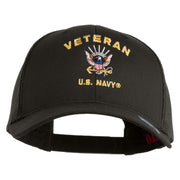 Veteran US Navy Embroidered Solid Cotton Twill Mesh Prostyle Cap - Charcoal OSFM