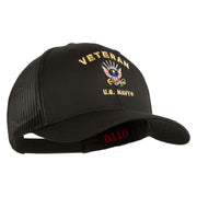 Veteran US Navy Embroidered Solid Cotton Twill Mesh Prostyle Cap - Charcoal OSFM