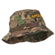 Captain Embroidered Pigment Dyed Bucket Hat