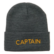 Captain Embroidered Cuff Long Beanie