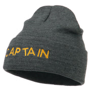 Captain Embroidered Cuff Long Beanie