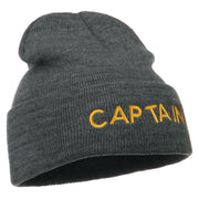 Captain Embroidered Cuff Long Beanie