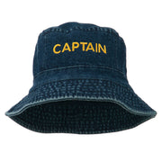 Captain Embroidered Pigment Dyed Bucket Hat