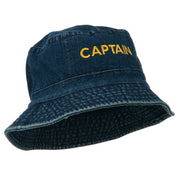 Captain Embroidered Pigment Dyed Bucket Hat