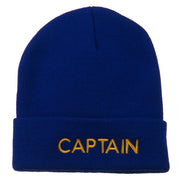 Captain Embroidered Cuff Long Beanie