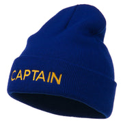 Captain Embroidered Cuff Long Beanie