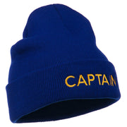 Captain Embroidered Cuff Long Beanie