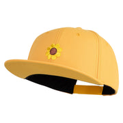 Cute Daisy Flower Embroidered Iron On Patched 6 Panel High Profile Structured Snapback - Gold OSFM