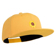 Cute Daisy Flower Embroidered Iron On Patched 6 Panel High Profile Structured Snapback - Gold OSFM