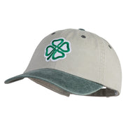 4 Leaf Clover Patched Pigment Dyed Wash Cap - Beige Green OSFM