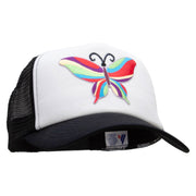 60's Multi-Colored Butterfly Patched Cotton Trucker Cap - Black OSFM