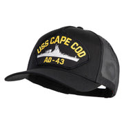 USS Cape Cod AD 43 Patched Solid Cotton Twill 5 panel Mesh Back Cap - Black OSFM