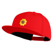 Cute Daisy Flower Embroidered Iron On Patched 6 Panel High Profile Structured Snapback - Red OSFM