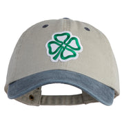 4 Leaf Clover Patched Pigment Dyed Wash Cap - Beige Navy OSFM