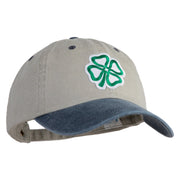 4 Leaf Clover Patched Pigment Dyed Wash Cap - Beige Navy OSFM