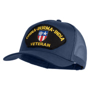 China-Burma-India Veteran Patched Solid Cotton Twill 5 panel Mesh Back Cap - Navy OSFM