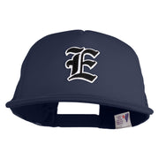Old English Black E Patched Flat Bill Trucker Snapback Cap - Navy OSFM