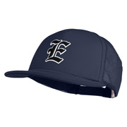 Old English Black E Patched Flat Bill Trucker Snapback Cap - Navy OSFM