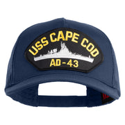 USS Cape Cod AD 43 Patched Solid Cotton Twill 5 panel Mesh Back Cap - Navy OSFM