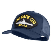 USS Cape Cod AD 43 Patched Solid Cotton Twill 5 panel Mesh Back Cap - Navy OSFM