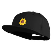 Cute Daisy Flower Embroidered Iron On Patched 6 Panel High Profile Structured Snapback - Black OSFM