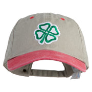 4 Leaf Clover Patched Pigment Dyed Wash Cap - Beige Red OSFM