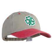 4 Leaf Clover Patched Pigment Dyed Wash Cap - Beige Red OSFM