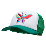 60's Multi-Colored Butterfly Patched Cotton Trucker Cap